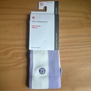 lululemon Daily Essentials Crew Socks - Lavender and White